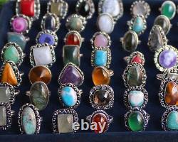 Amthyet & Mix Gemstone Wholesale Rings Lot 925 Sterling Silver Plated Jewelry