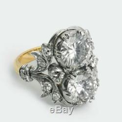 Antique 5.20. Ct Diamond White Round Cut Art Deco Vintage Wedding Ring 925 Silver