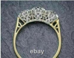 Antique 5.25. Ct Diamond White Round Cut Art Deco Vintage Wedding Ring 925 Silver