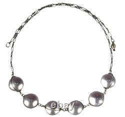Antique Art Deco Sterling Silver Pools of Light Rock Crystal Orb Necklace