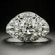 Antique Art Deco Vintage Engagement Ring 2 Ct Round Diamond 14k White Gold Over