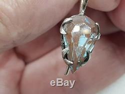 Antique Edwardian Foiled Saphiret Glass Sterling Silver Vintage Earring