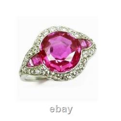 Antique Engagement Rings Estate Jewelry Pink CZ Halo Fine 925 Sterling Silver