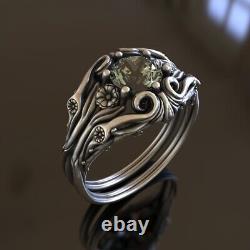 Antique-Inspired Floral Engagement Ring Vintage Sterling Silver Handmade Ring