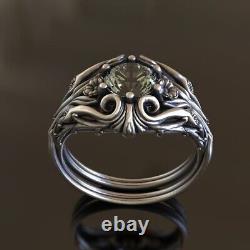 Antique-Inspired Floral Engagement Ring Vintage Sterling Silver Handmade Ring
