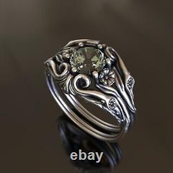 Antique-Inspired Floral Engagement Ring Vintage Sterling Silver Handmade Ring