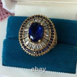 Antique Jewelry Sterling Silver and Gold Ring with Sapphires Vintage Jewellery