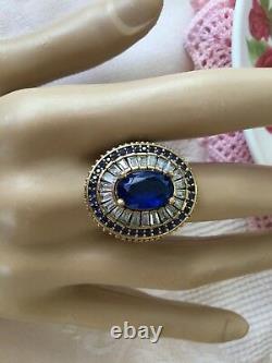 Antique Jewelry Sterling Silver and Gold Ring with Sapphires Vintage Jewellery