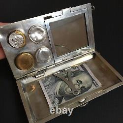 Antique Ladies Sterling Silver Bag EP singed Compact Purse Coin holder