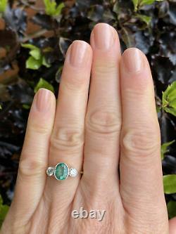 Antique Perfect Vintage Art Deco Wedding Ring 14K White Gold Over 1.9 Ct Emerald