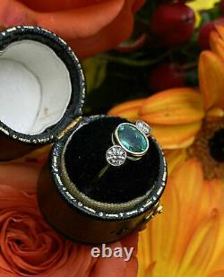 Antique Perfect Vintage Art Deco Wedding Ring 14K White Gold Over 2Ct Emerald