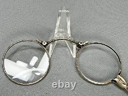 Antique Sterling Silver Cobalt Enamel Lorgnette Opera Magnifier Glasses Spring