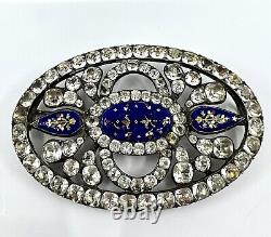 Antique Sterling Silver, Paste Stone And Enamel Brooch Pin (1870G)