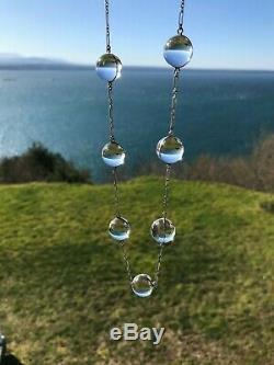 Antique Undrilled Estate Pools of Light Necklace, 34 Long, Sterling, 15mm Orbs