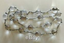 Antique Undrilled Estate Pools of Light Necklace, 34 Long, Sterling, 15mm Orbs