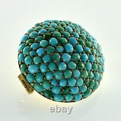 Antique Victorian 10k Gold Turquoise Pave Brooch Pin C. 1860