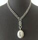 Antique Victorian English Sterling Silver Chain Necklace + Locket 38 Grams
