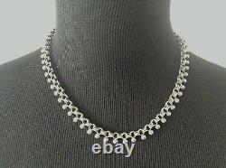 Antique Victorian English Sterling Silver Chain Necklace + Locket 38 grams