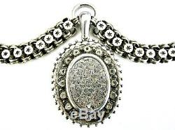 Antique Victorian English Sterling Silver Engraved Locket BookChain Necklace