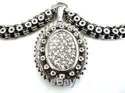 Antique Victorian English Sterling Silver Engraved Locket BookChain Necklace