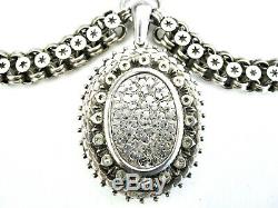 Antique Victorian English Sterling Silver Engraved Locket BookChain Necklace