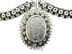 Antique Victorian English Sterling Silver Engraved Locket BookChain Necklace