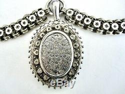 Antique Victorian English Sterling Silver Engraved Locket BookChain Necklace