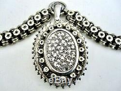 Antique Victorian English Sterling Silver Engraved Locket BookChain Necklace