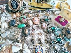 Antique Victorian Nouveau Vintage Jewelry Lot 800 GF Shell Cameos Book Chain +++