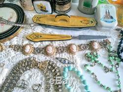 Antique Victorian Nouveau Vintage Jewelry Lot 800 GF Shell Cameos Book Chain +++