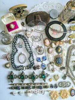 Antique Victorian Nouveau Vintage Jewelry Lot 800 GF Shell Cameos Book Chain +++