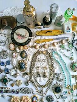 Antique Victorian Nouveau Vintage Jewelry Lot 800 GF Shell Cameos Book Chain +++