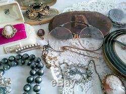 Antique Victorian Nouveau Vintage Jewelry Lot 800 GF Shell Cameos Book Chain +++