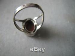 Antique Victorian Silver Engraved Snake Red Jasper Stone Ring