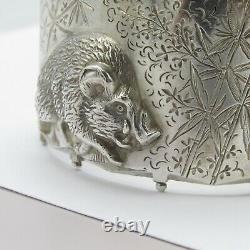 Antique Victorian Sterling Silver BOAR PIG High Relief Aesthetic Period Bracelet