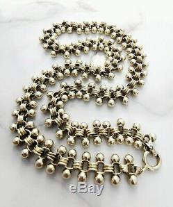 Antique Victorian Sterling Silver Gilt Vermeil Book Chain Collar Necklace