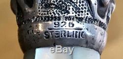 Antique Vintage 19C Walking Stick Cane Sterling Silver 925 Mother Of Pearl 34.5