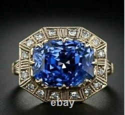 Antique Vintage Art Deco Blue Sapphire 2.55 Ct Diamond Promise Ring 925 Silver 7