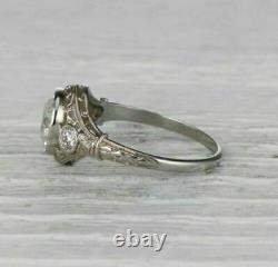 Antique Vintage Art Deco Engagement Fine Ring 14K White Gold Over 2 Ct Diamond