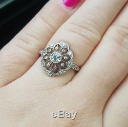 Antique Vintage Art Deco Engagement Ring In 925 Sterling Silver Circa'1935