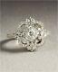 Antique Vintage Art Deco Wedding Engagement Ring 14k White Gold Over 925 Silver