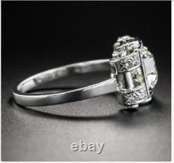 Antique Vintage Art Deco Wedding Milgrain Ring 14K White Gold Over 2.2Ct Diamond