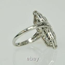 Antique Vintage Art Deco Wedding Ring 2.28 Ct Blue Sapphire 14K White Gold Over