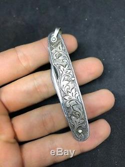 Antique Vintage Art Nouveau Sterling Silver Floral Ornate Folding Pocket Knife
