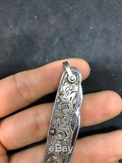 Antique Vintage Art Nouveau Sterling Silver Floral Ornate Folding Pocket Knife