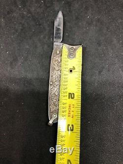 Antique Vintage Art Nouveau Sterling Silver Floral Ornate Folding Pocket Knife