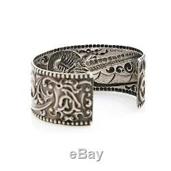 Antique Vintage Art Nouveau Sterling Silver St. Louis Dragon Cuff Bracelet