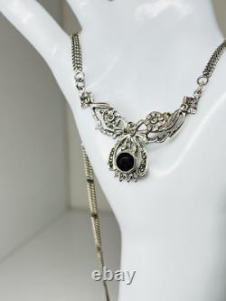 Antique Vintage Collar Garnet Necklace 19 Sterling Silver 925