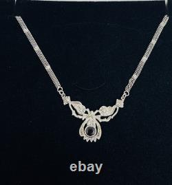 Antique Vintage Collar Garnet Necklace 19 Sterling Silver 925