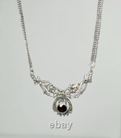 Antique Vintage Collar Garnet Necklace 19 Sterling Silver 925